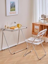 Suprills Clear Folding Away Table  Computer Desk, Foldable Table for Home Office