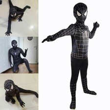 Kids SuperHero Costume Boys Black Spiderman Costume Cosplay Fancy Dress Jumpsuit