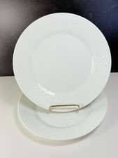 2 WEDGWOOD Nantucket Basketweave White 10.75" Dinner Plates