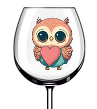 12x Owl Valentines Day Colourful Wine Glass Bottle Van Vinyl Sticker Decal a4485