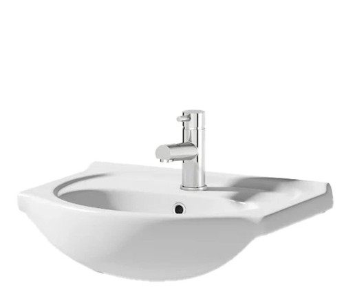 White semi recessed basin - white, semi-recessed