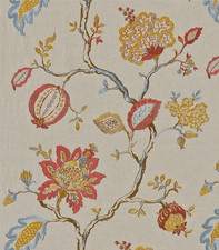 SANDERSON CURTAIN FABRIC DESIGN Hadam Embroidery 2.4 METRES POMEGRANATE/LINEN