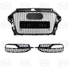 For Audi A3 S-line/S3 8V (13-16) Gloss Black Honeycomb Style Grille & Fog lights