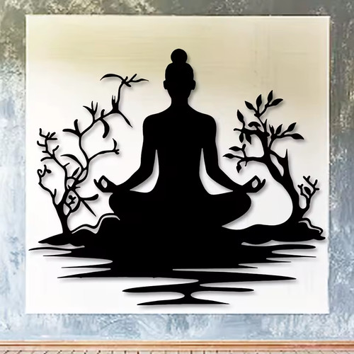 Metal wall art yoga - metal, buddha