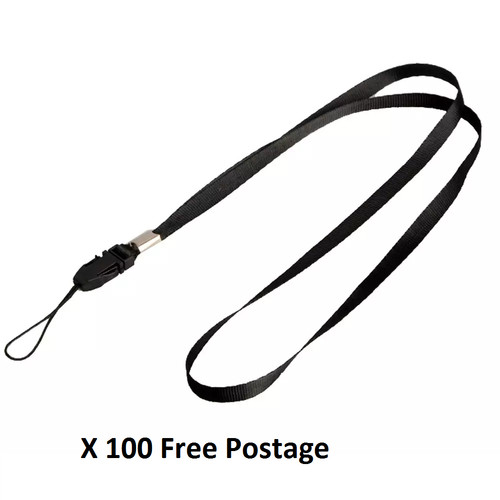 100 black lanyard neck strap - black,