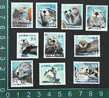 L530 Japan 2022 OTTERS Sea Life Series No. 6 Set 10 Used Stamps + Free Gift