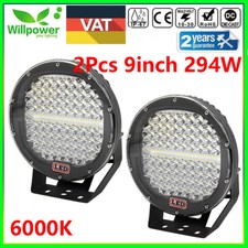 Pair 9inch 294W Round LED Spot Work Light Offroad Truck Driving Bumper Spotlight