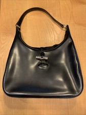 Original "Longchamp" Reed Black Leather Handbag Perfect Condition