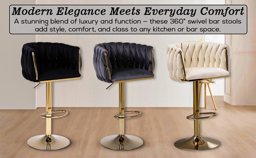 Pair velvet bar stools - bar,