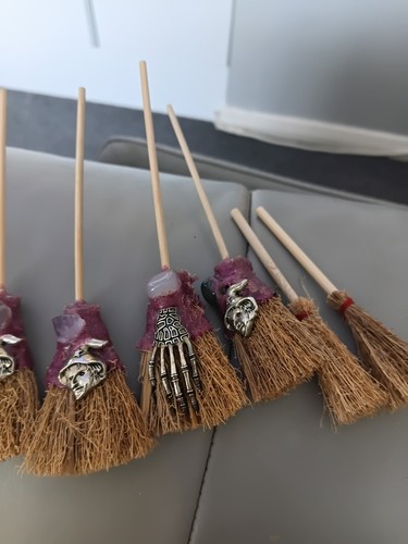 Wicca witch crystal brooms - wicca,