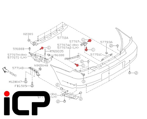 Rear bumper bracket - rear, bolts