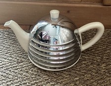 Vintage 1930s Everhot Teapot England With Insulated Crome Cover ribbed design