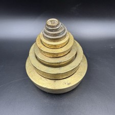 Set of 9 Vintage Avery Nesting Stacking Brass Disc Weights from 1/4oz to 4lb VGC