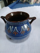 Long Park Pottery Torquay Two Handled Pot  Height 7.5cm