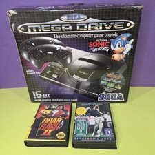 Sega Mega Drive Black 16-Bit Console with 2 Control Pads PAL Games Boxed Tested