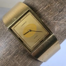 Seiko Lassale Mens 8420-7409 Tank Gold Tone Extra Thin Quartz 23mm Watch