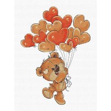 Luca-S counted Cross Stitch kit "Teddy-bear with balloons",15,5x23cm, DIY