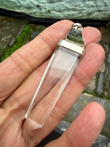 Moldavite quartz crystal - moldavite,