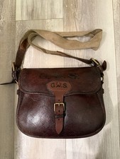 Vintage English Pig Hide Leather Cartridge Bag for Shooting Hunting