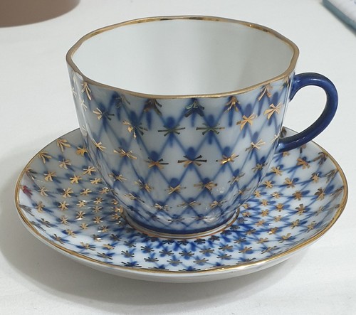 Lomonosov cobalt net teacup - lomonosov,