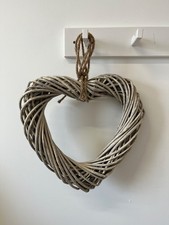 Wicker Heart Wreath Brown Natural Rustic Cottage 30cm Willow