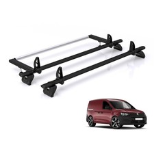 VW Caddy Roof Rack for 2020+ [Barn Doors] 2x Roof Bars + Roller Rhino Black