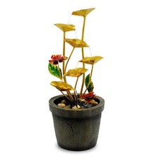 Water Feature Indoor Outdoor LED Fountain Waterfall Garden Decor (Metal Lotus)