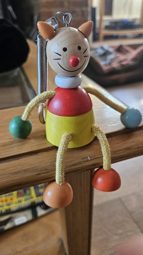Wooden retro toy hanging - wooden, on