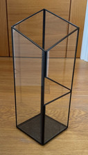 FREE STANDING GEOMETRIC TERRARIUM PLANT HOLDER SLANTED TOP CUT OUT SIDES