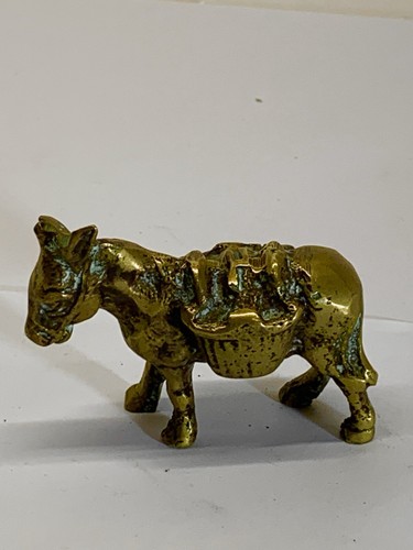 Vintage cast brass donkey pack - cast,