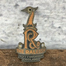 Vintage Raleigh Bicycle Head Badge Nottingham England Metal Emblem Bike Heron