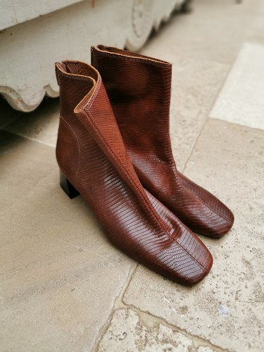 Mango brown leather boots - ,