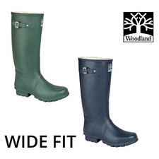 Woodland Rubber Wide Fitting Wellington Boots Men Women Wellies Size UK 3-15