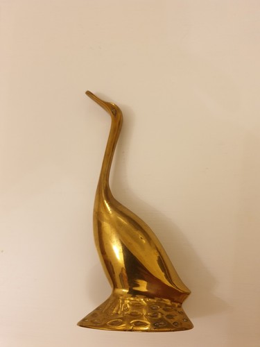 Vintage brass heron ornament - brass,