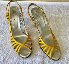 Dolce Y Gabbana yellow leather strapped shoes with silver lining
