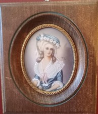 Framed French Miniature Painting of a Lady.