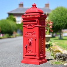 Deluxe Red Camden Free Standing Post Box with Gold Lettering