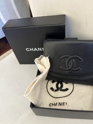 Chanel black leather wallet - chanel,