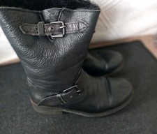 Ash Black Leather Biker Boots