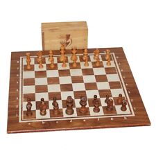 Vintage chess set boxwood pieces T0 Henri Chavet + chessboard