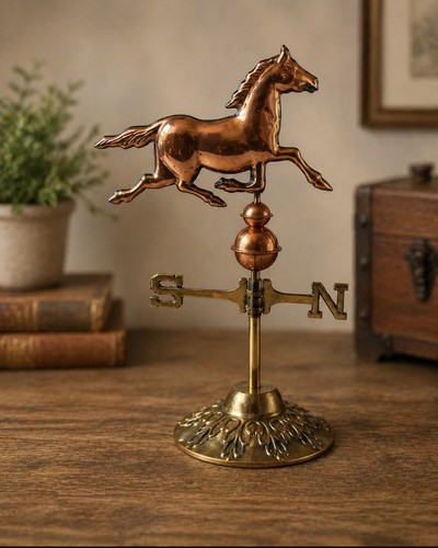 Copper brass horse weathervane - brass,