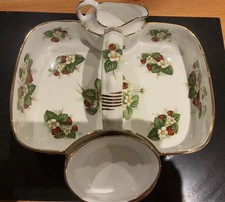 Vintage Hammersley Strawberry Ripe Basket & Creamer Sugar Bowl