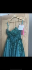 Beautiful Forest Green Mori Lee Prom Bridesmaid Dress Size 12 Beading Lace Back