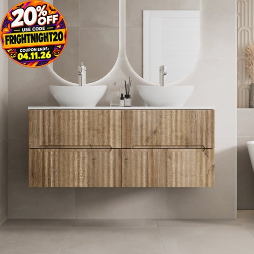 1200 oak white marble vanity - oak,
