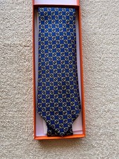 Hermes Silk Tie Navy Gold