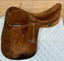 Polo Equipment LTD Tan Suede Argentinian Polo Saddle - 17.5" Seat Medium Fit