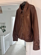 ZARA FAUX LEATHER JACKET M LADIES LIGHT BROWN ZIP UP COAT BIKER AVIATOR TRENCH