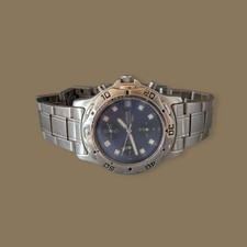 Lorus Chronograph Mens Watch 100M Water Resistant Blue Dial Working V657-X038