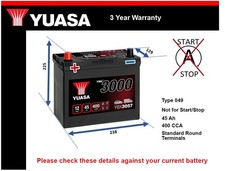 Battery fits AUSTIN MAXI METRO APACHE ALLEGRO 1300 1100 Yuasa 049 400A