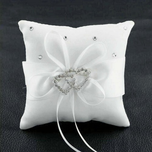 White satin ring cushion - white,